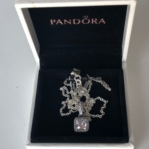 Pandora Sterling 925 Silver Necklace w/ CZ Pendant